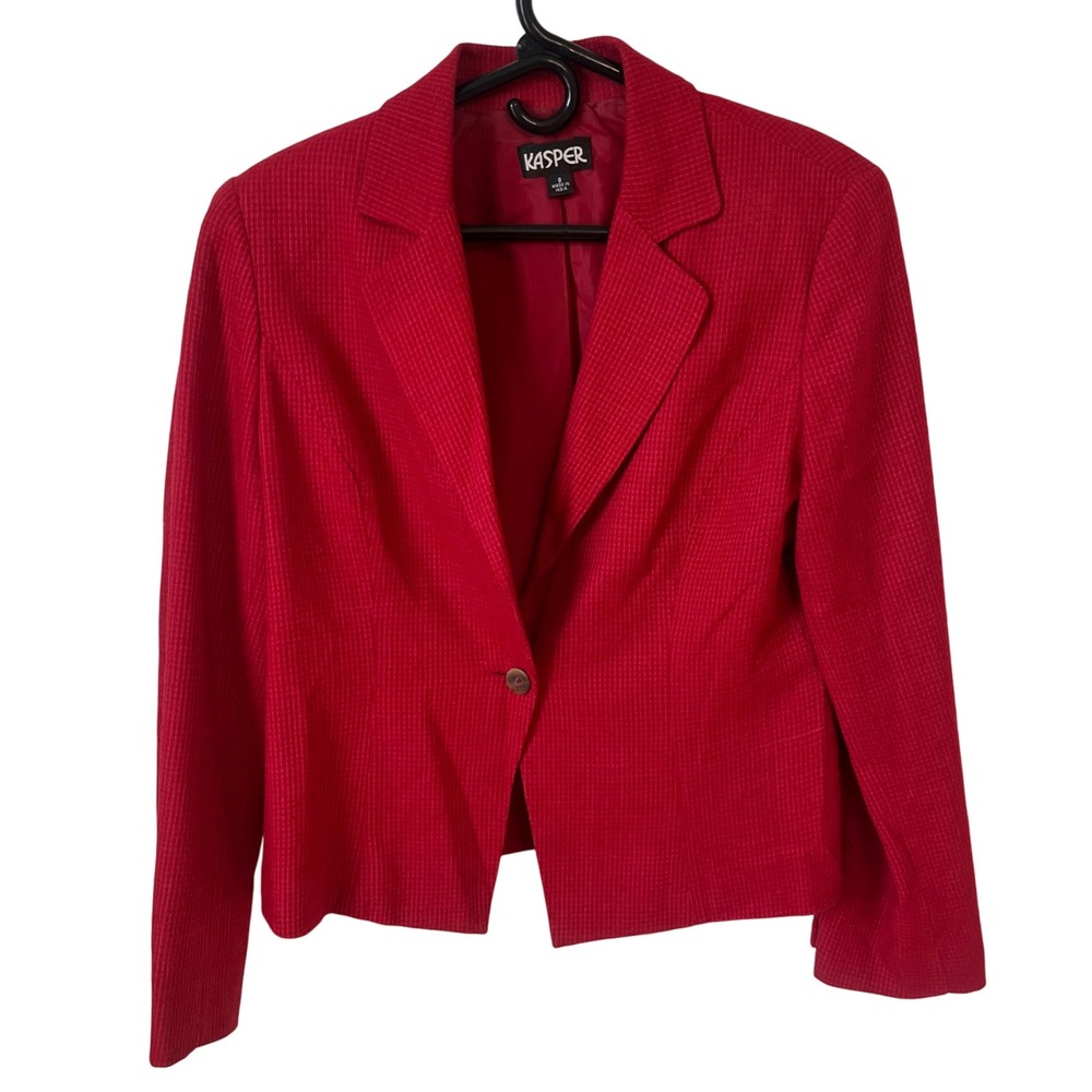 Vintage Kasper Women's Blazer Size 8 100% Silk Red Lined Business Career Party